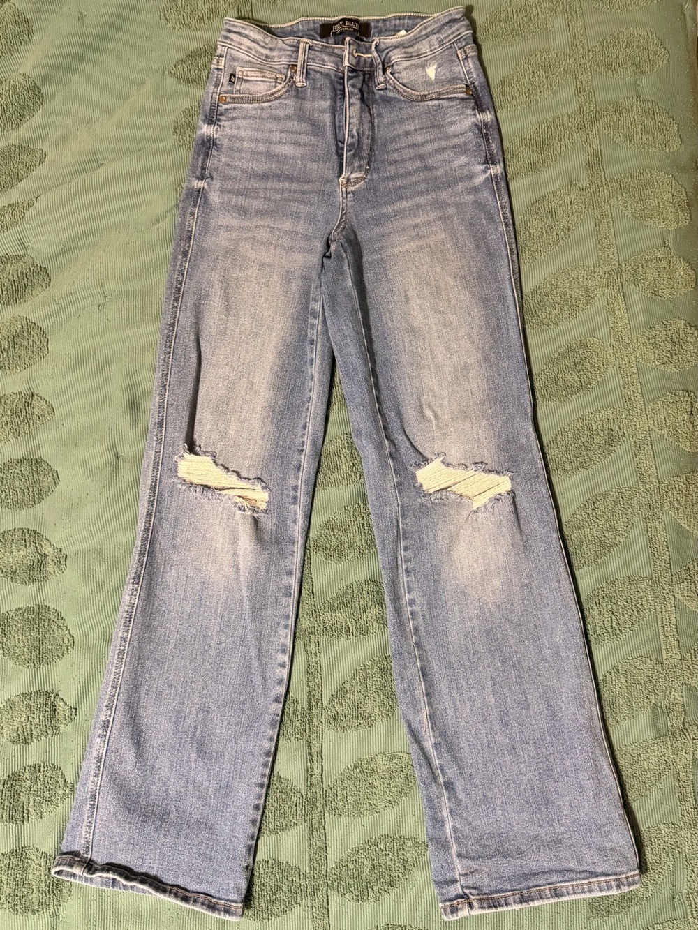 Judy Blue Light Blue Distressed Flare Jeans